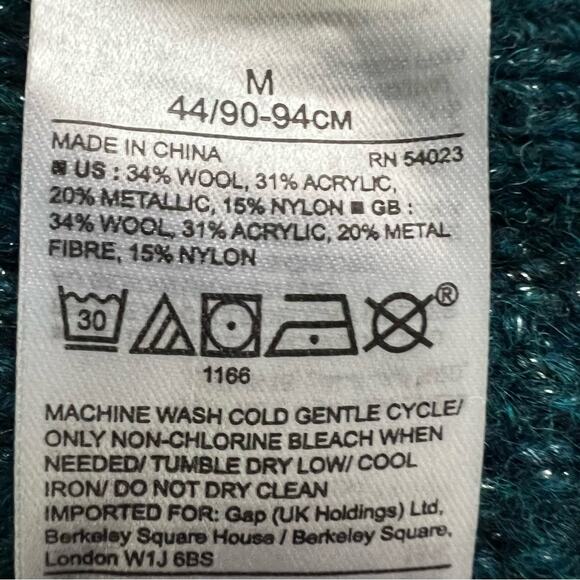 Banana Republic Filpucci Fine Italian Green Teal Silver Yarn Sweater Size Medium - Picture 11 of 12